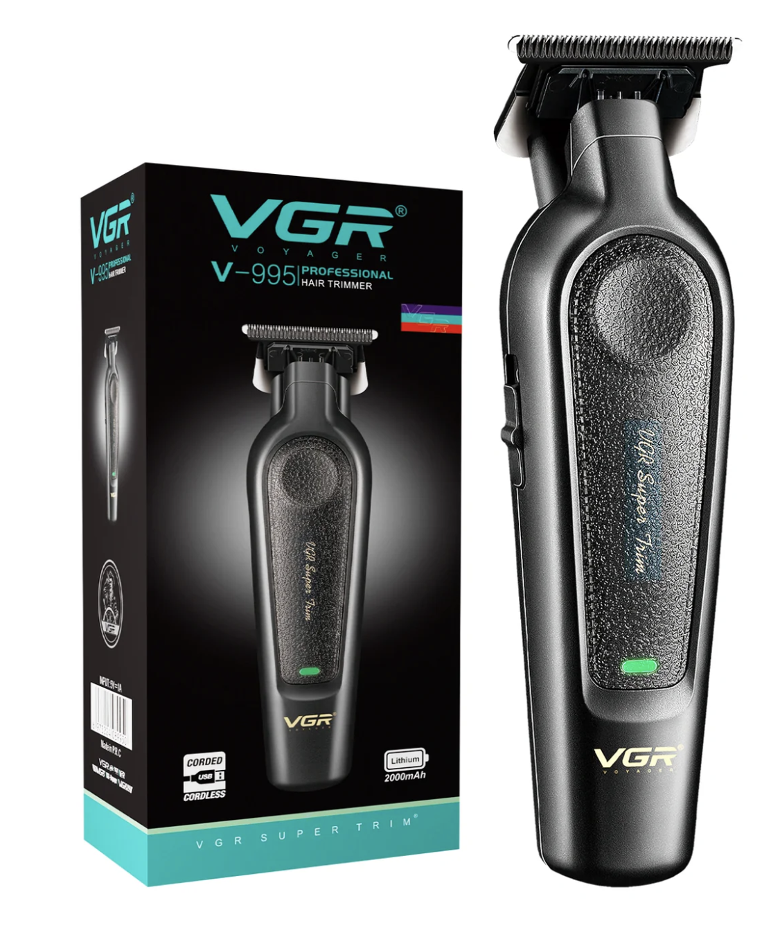 Set cu aparat de tuns fara fir VGR V 995 cu 4 distantiere autonomie 300min 2000mAh